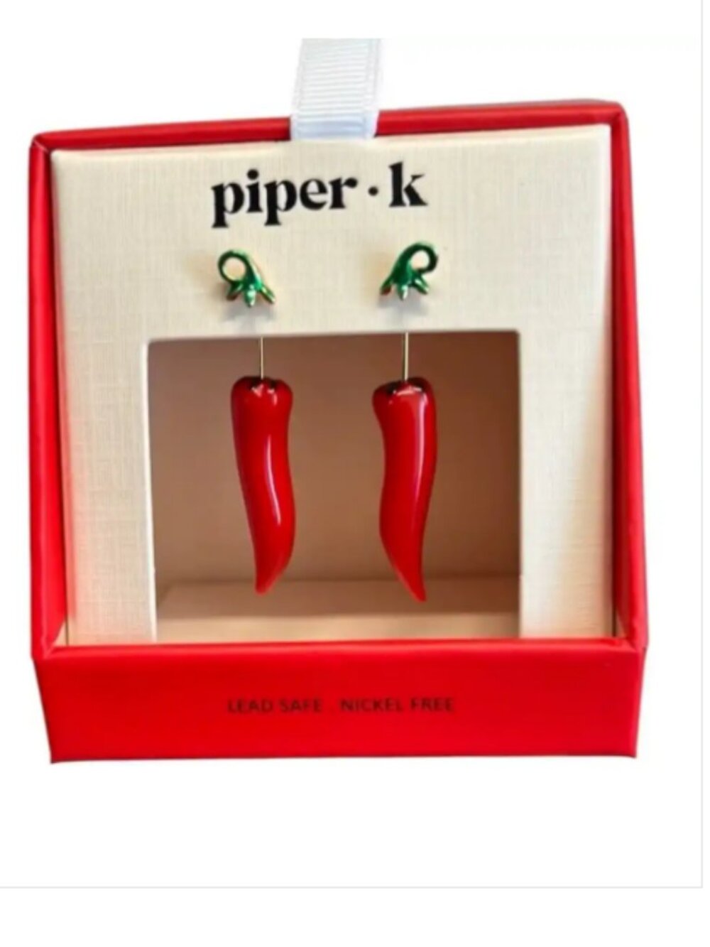 PIPER K Red Chili Pepper Drop Earrings